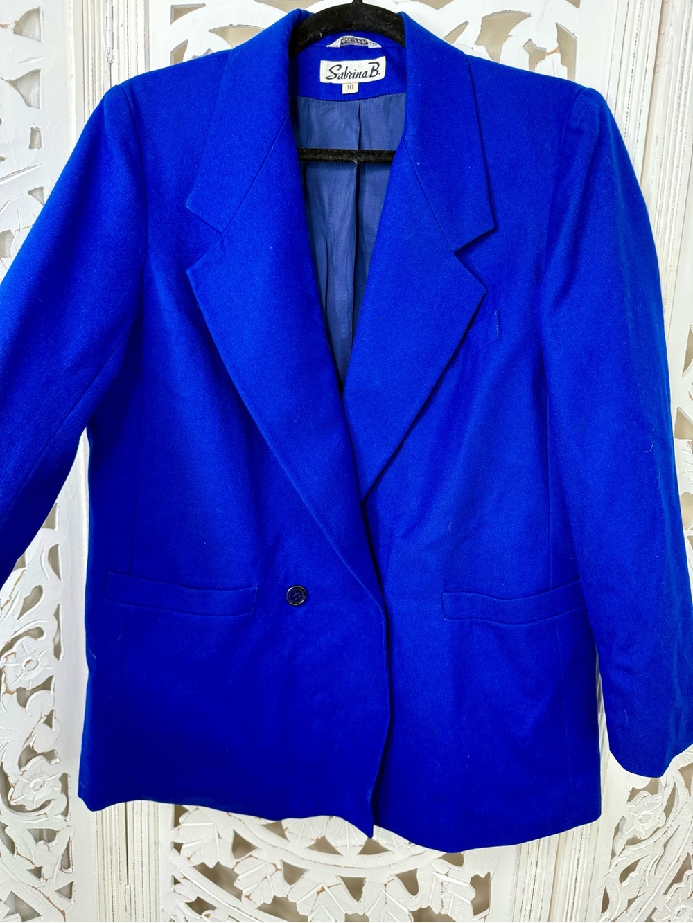 Vintage Salrina B Royal Blue Wool Single-Button Blazer